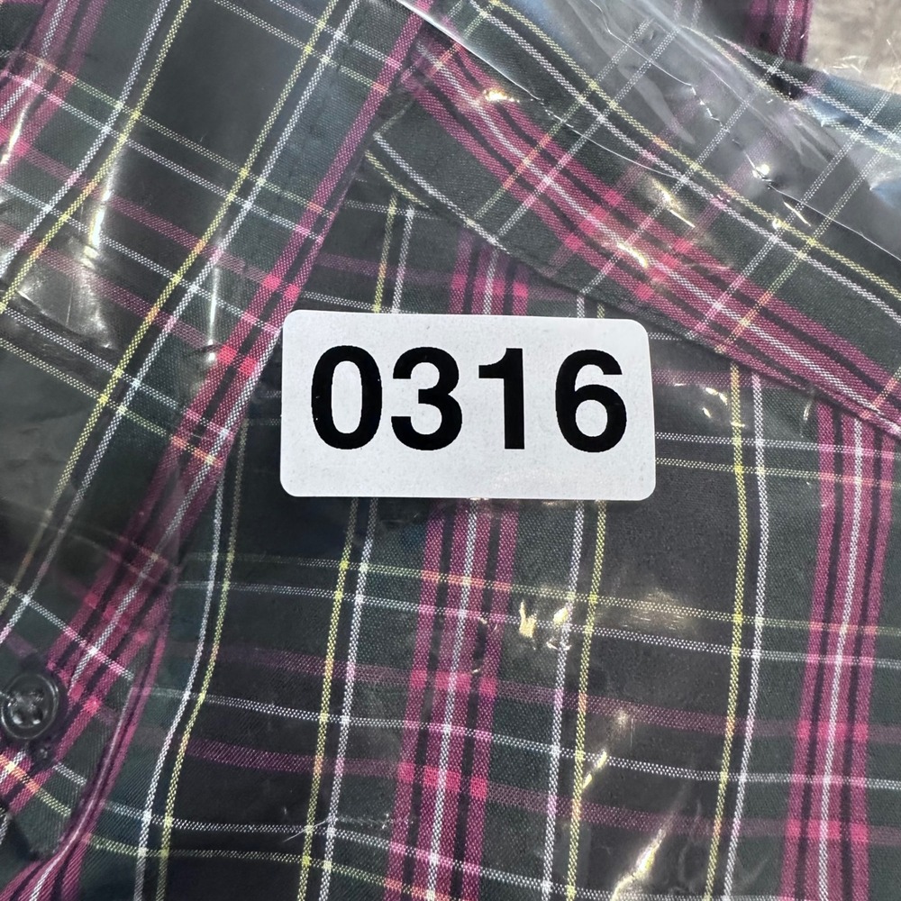 Club Room Mens Regular Fit Plaid Button Down Shirt Pink Black Cotton 16.5 34/35 - Picture 9 of 9
